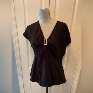 Michael kors black gold buckle blouse size large